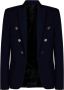 Balmain Marineblauwe Wollen Jas met Gestructureerde Schouders Blauw Heren - Thumbnail 1