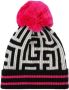 Balmain Maxi Monogram Beanie Hat in Pink Multi Wool Cashmere Roze Dames - Thumbnail 1