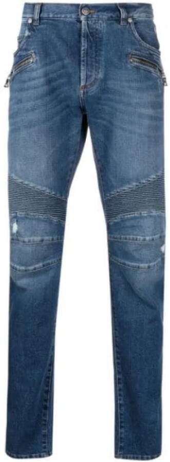 Balmain Slim Fit Jeans Upgrade Stijlvol Hoogwaardig Blue Heren