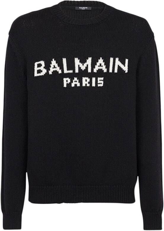 Balmain Logo-Print Crew-Neck Jumper Black Heren