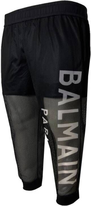 Balmain Mesh Lange Shorts Zwart Heren