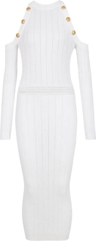 Balmain Midi jurk van gebreide stof White Dames