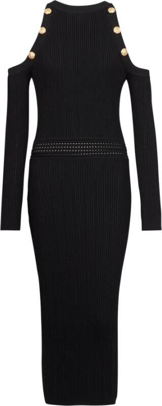 Balmain Midi jurk van gebreide stof Black Dames