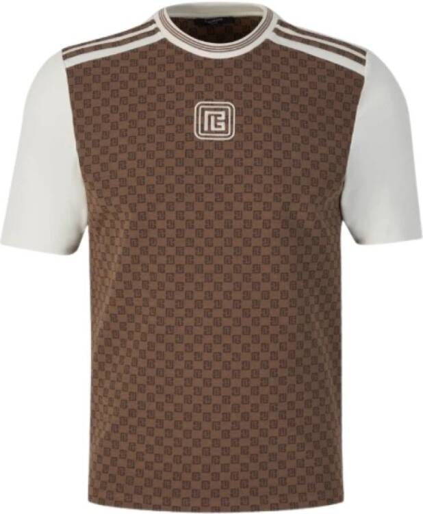 Balmain Mini Monogram Retro PB T-shirts en Polos Bruin Heren