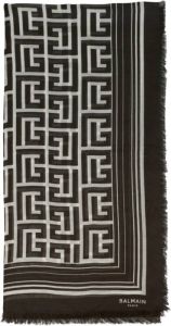 Balmain Modal scarf with monogram pattern Zwart Heren