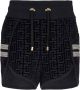 Balmain Monogram fluwelen shorts Blauw Dames - Thumbnail 1