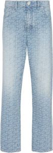 Balmain Monogrammed jacquard denim jeans Blauw Heren