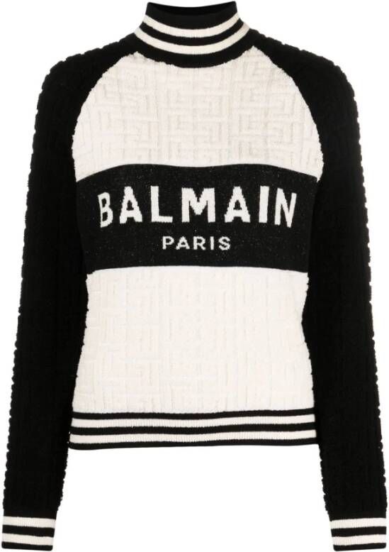 Balmain Monogram Jacquard Logo Sweatshirt Black Dames