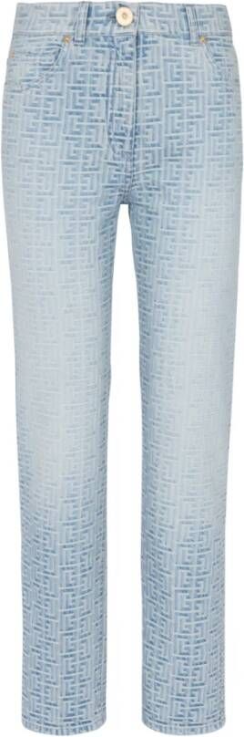 Balmain Monogram straight-cut denim jeans Blauw Dames