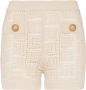 Balmain Gebreide Shorts met Hoge Taille en Goudkleurige Knopen Beige Dames - Thumbnail 1