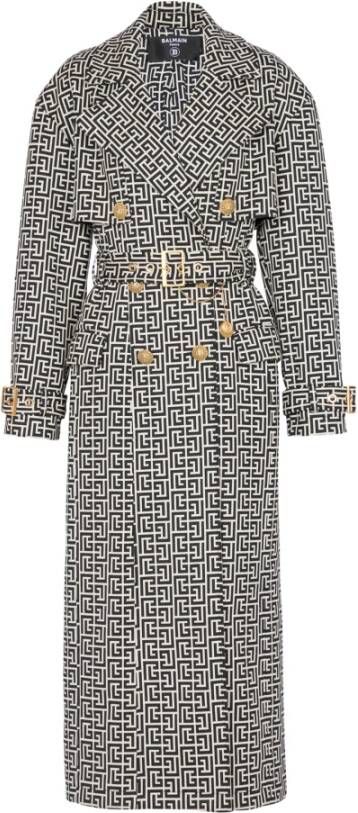 Balmain Monogrammed trench coat Zwart Dames