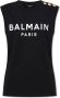 Balmain Zwarte Geribbelde Crewneck Mouwloze T-shirts en Polos met Gouden Knopen Black Dames - Thumbnail 1