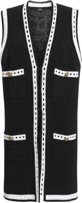 Balmain Mouwloze Gebreide Kleding Chic Stijl Zwart Dames