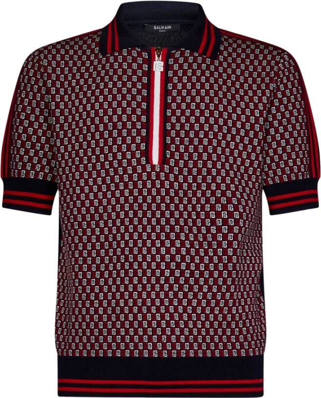 Balmain Poloshirt met monogram Rood - Foto 1
