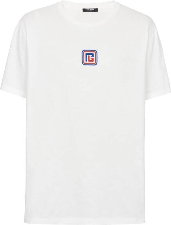 Balmain MultiColour PB Crew-Neck T-Shirt White Heren