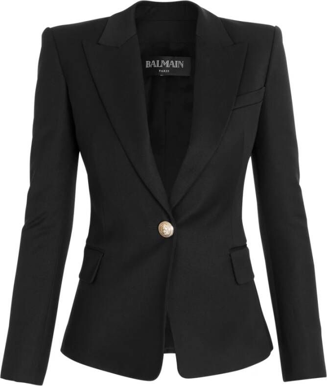 Balmain One-button wool blazer Zwart Dames
