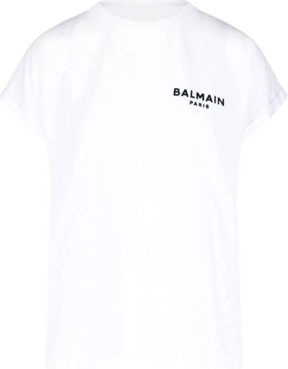 Balmain Organisch Katoenen Logo T-shirt voor Dames Wit Dames
