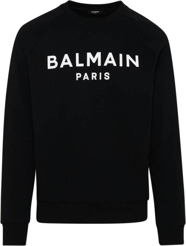 Balmain Organisch Katoenen Sweatshirt met Logo Print Zwart Heren