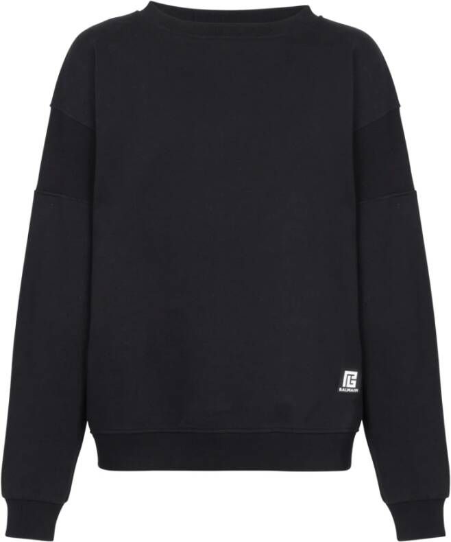 Balmain Ecologisch ontworpen katoenen sweatshirt met logo-opdruk. Black Heren