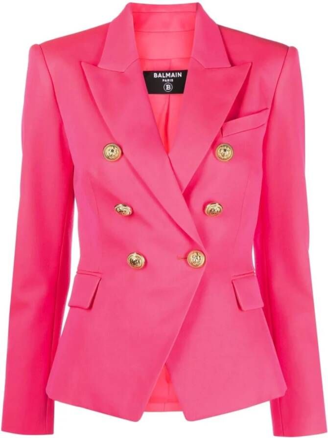 Balmain Wollen Jas Pink Dames
