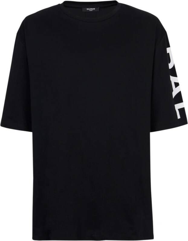 Balmain Oversized ecodesigned katoenen T-shirt met logoprint Zwart Heren