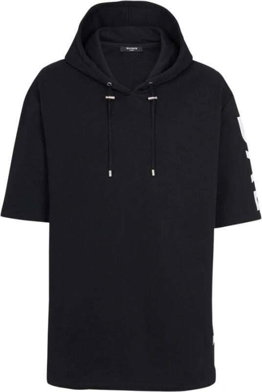 Balmain Oversized ecologisch ontworpen katoenen hoodie met logoprint Zwart Heren