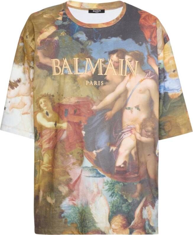 Balmain Oversized Pastel print T-shirt Meerkleurig Heren