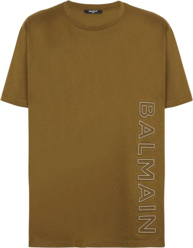 Balmain Oversized T-shirt van milieuvriendelijk katoen met reflecterend logo Groen Heren