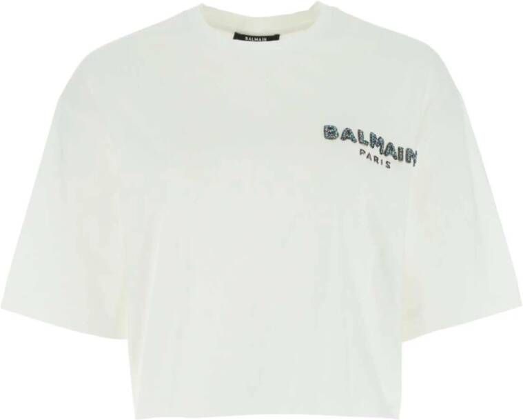 Balmain Oversized Wit Katoenen T-Shirt White Dames