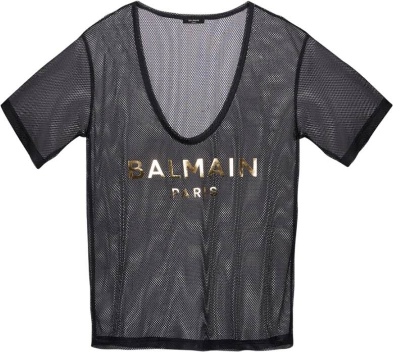 Balmain Paris mesh T-shirt Black Dames