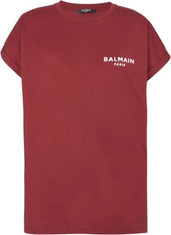 Balmain Pluche Logo T-shirt Rood Dames