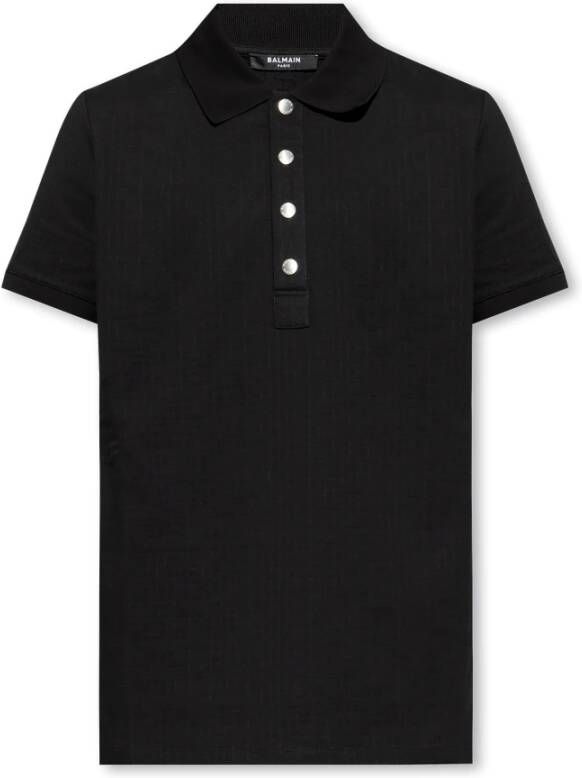 Balmain Luxe Monogram Polo Shirt Black Heren