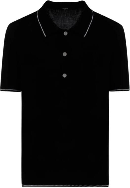 Balmain Polo Shirt Zwarte Jersey kolom Zwart Heren