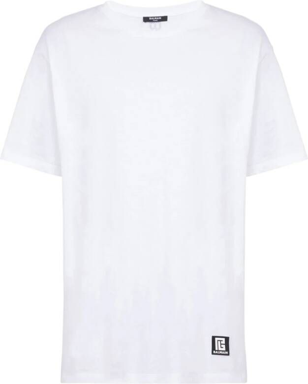 Balmain Oversized ecodesigned katoenen T-shirt met logoprint White Heren