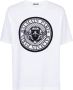 Balmain Katoenen T-shirt met geflockte medaillon White Heren - Thumbnail 1