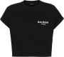 Balmain Geknipt eco-ontworpen katoenen T-shirt met klein geflockt logo. Black Dames - Thumbnail 1