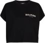 Balmain Kortgeknipt katoenen T-shirt met klein geborduurd logo Black Dames - Thumbnail 1