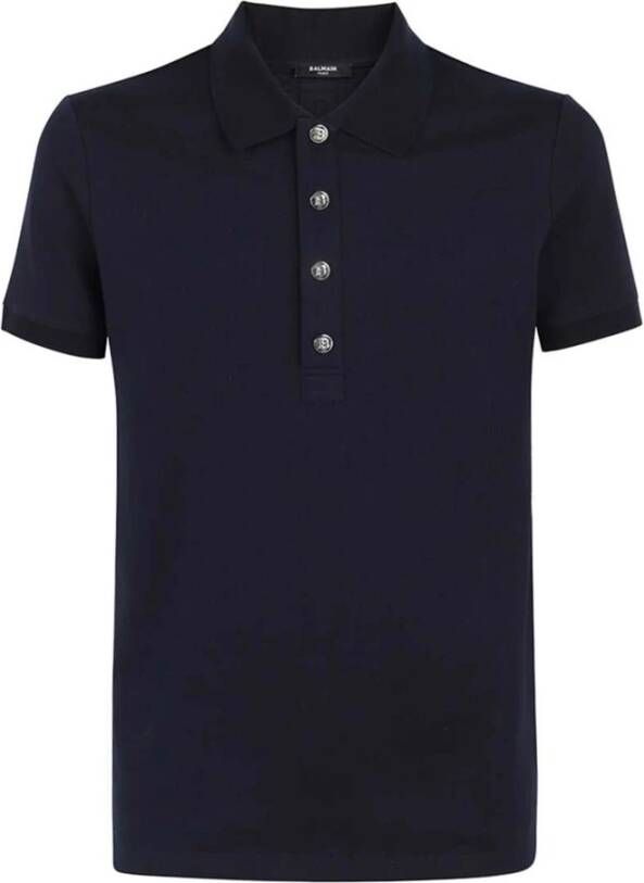 Balmain Polo T-shirt van katoen met elastan Blauw Heren