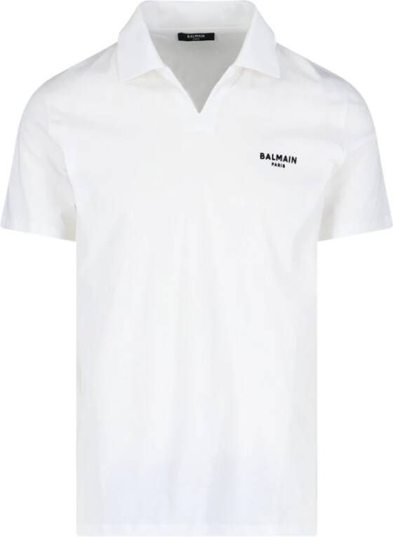 Balmain logo polo shirt in eco-responsible cotton White Heren