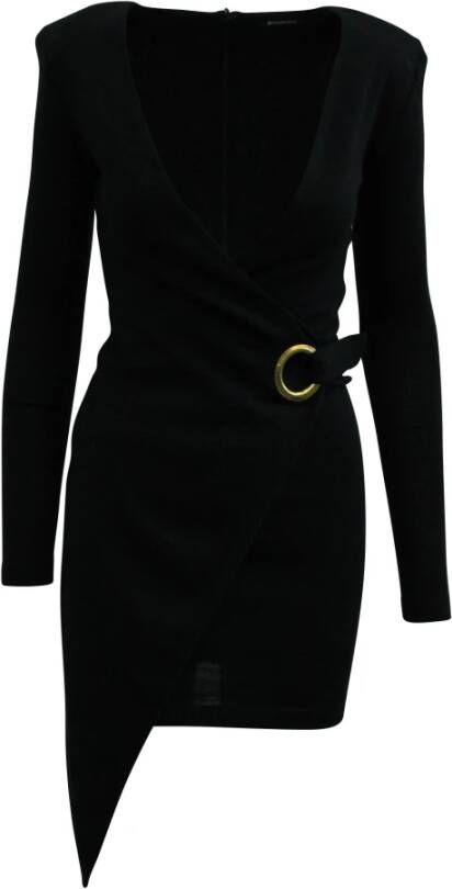 Balmain Pre-owned Balmain asymmetrische wikkeljurk in zwarte wol Zwart Dames