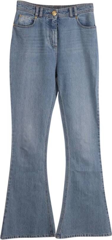 Balmain Pre-owned Balmain flard jeans in blauwe katoenen denim Blauw Dames