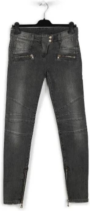 Balmain Pre-owned Cotton jeans Grijs Dames
