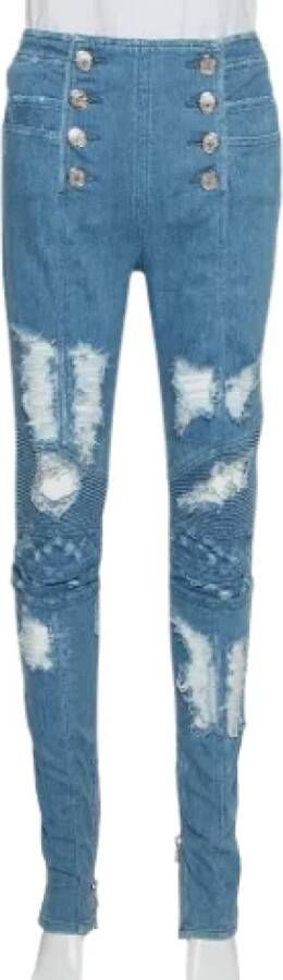 Balmain Pre-owned Denim jeans Blauw Dames