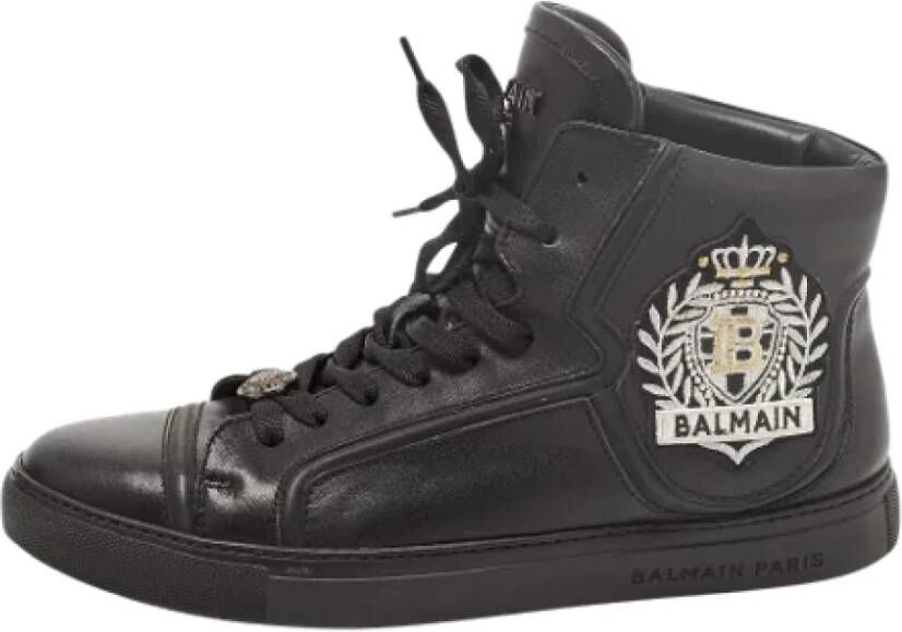 Balmain Pre-owned Leather sneakers Zwart Dames