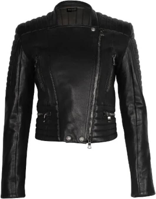 Balmain Pre-owned Leather outerwear Zwart Dames