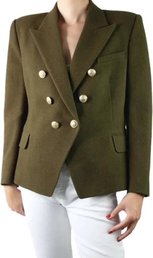 Balmain Pre-owned Wool outerwear Groen Dames