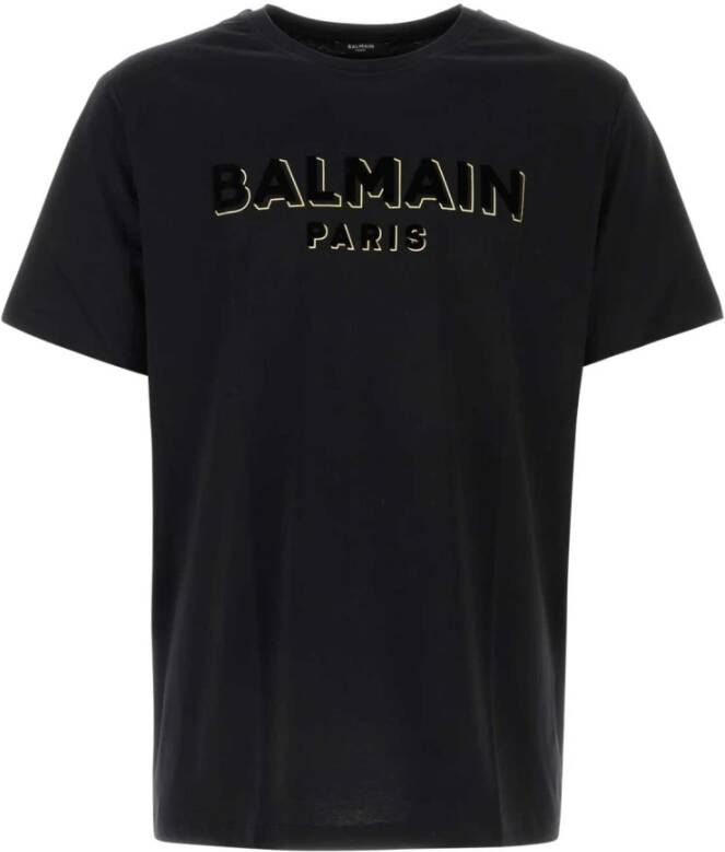 Balmain Gestructureerd Crew Neck T-Shirt Zwart XS Black Heren
