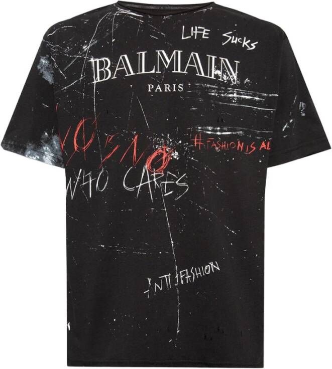 Balmain Printed T-shirt Zwart