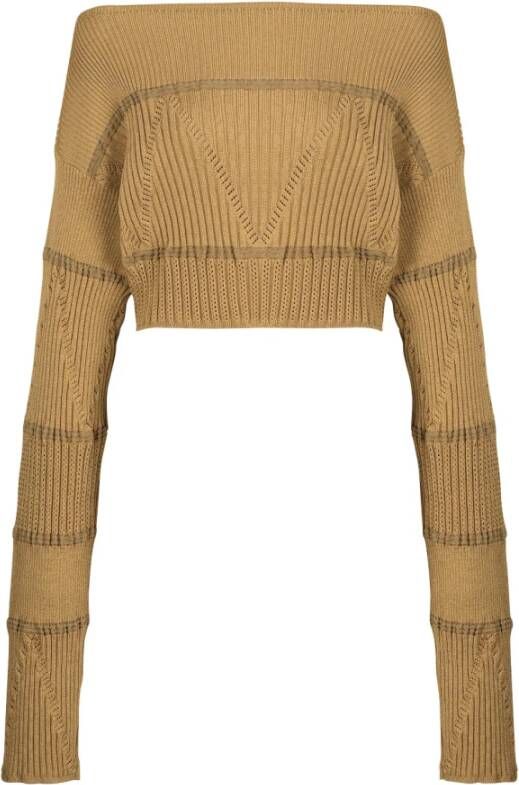 Balmain Boot Knit Jumper met boothals Brown Dames