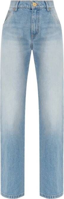 Balmain Wijde verbleekte denim jeans Blue Dames